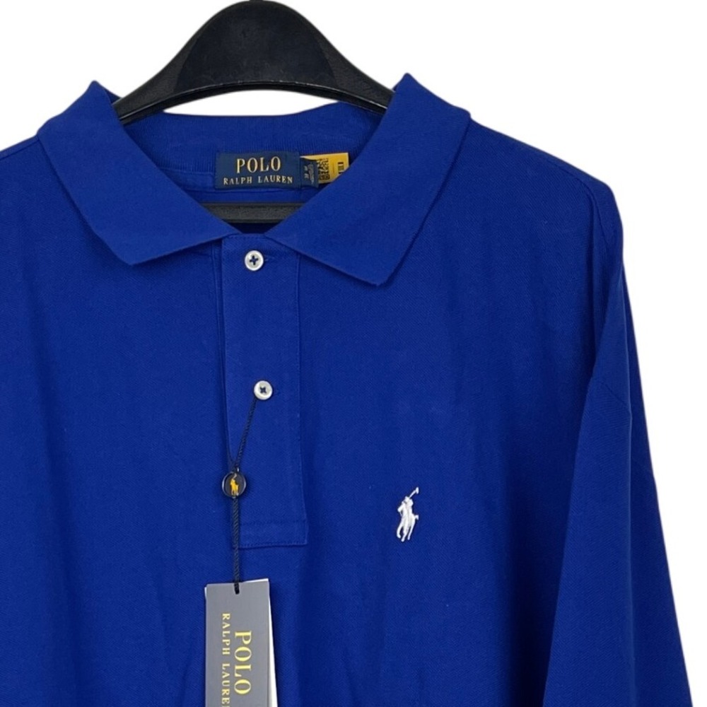 NEW Polo Ralph Lauren Mens 2XB BIG 100% Cotton Long Sleeve Polo‎ Royal Blue $125